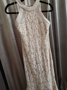 INA Blush Pink Lace Mermaid Midi Dress Size Small